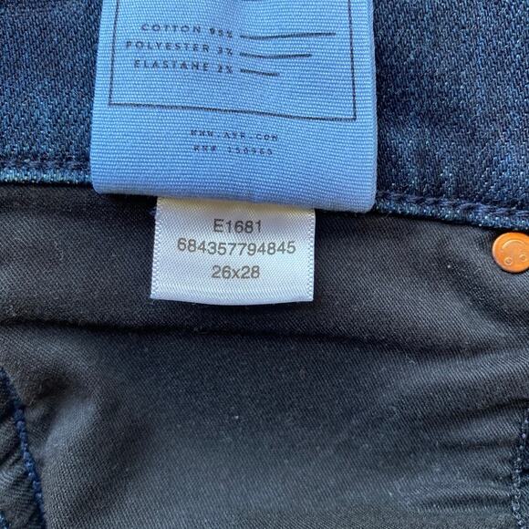 AYR The Riser High Rise Skinny Jeans Dark Wash Raw Hem Women’s W26 L28 LA Made - Picture 11 of 14